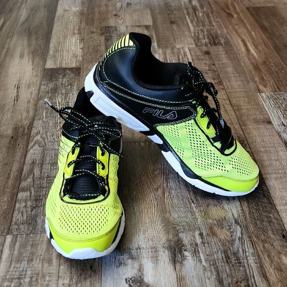 Fila Mens Energized Neon Yellow Black Running Shoe Sneaker Size 9 Cool Max 91175 - Picture 1 of 13
